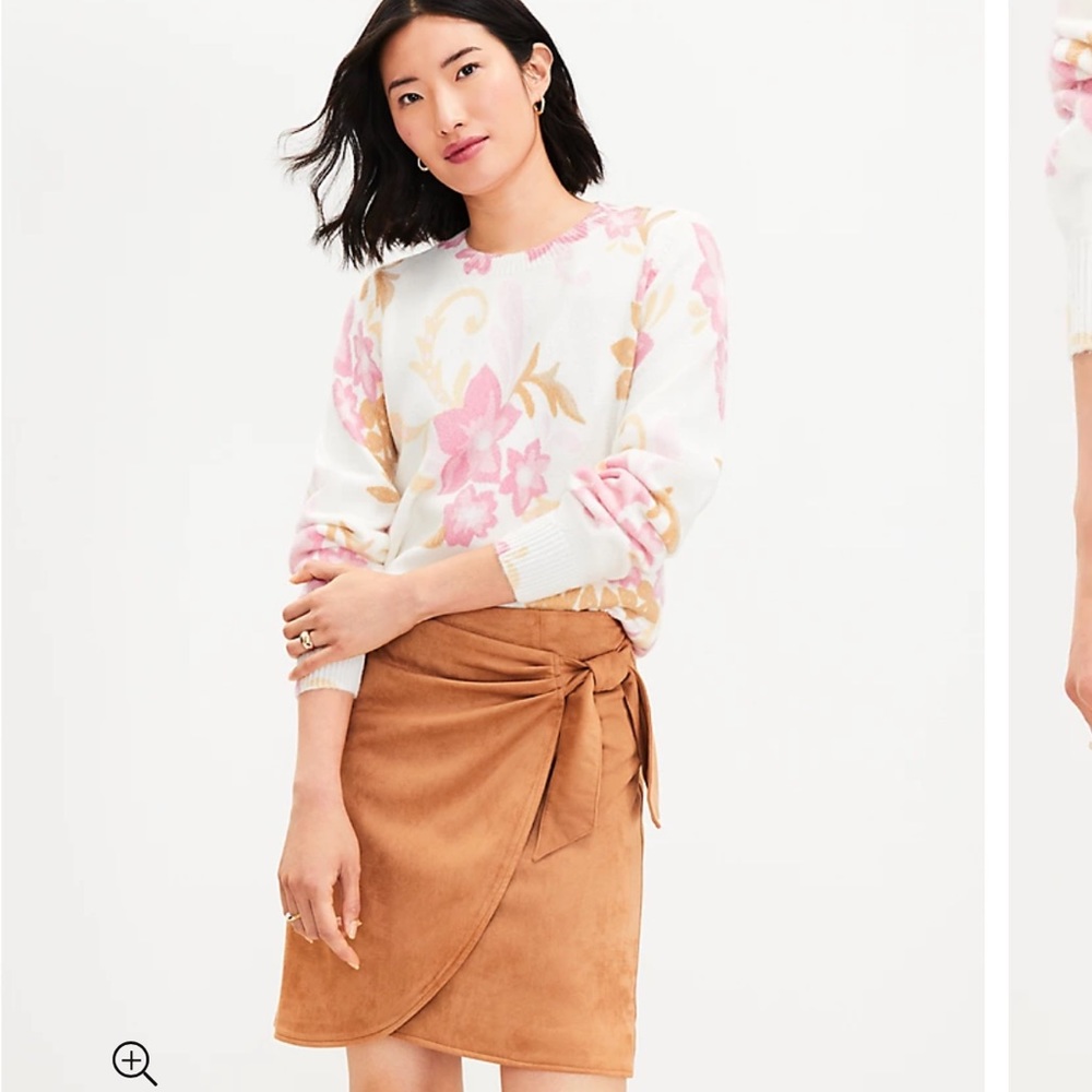 NWT Size 4 - Loft - Camel Petite Faux Suede Wrap Skirt